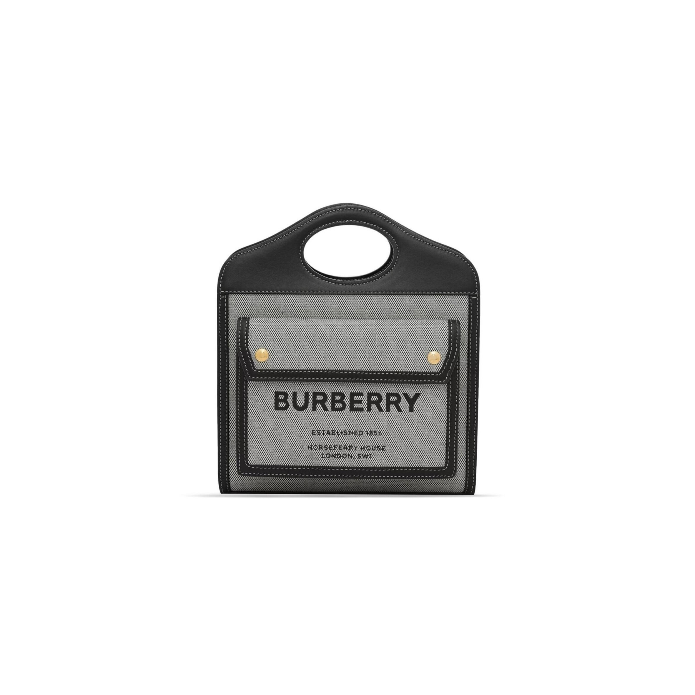 BURBERRY MINI TRI-TONE COTTON CANVAS AND LEATHER POCKET BAG 80391011 (23cm*6cm*26.5cm) BURBERRY MINI TRI-TONE COTTON CANVAS AND LEATHER POCKET BAG 80391011 (23cm*6cm*26.5cm)